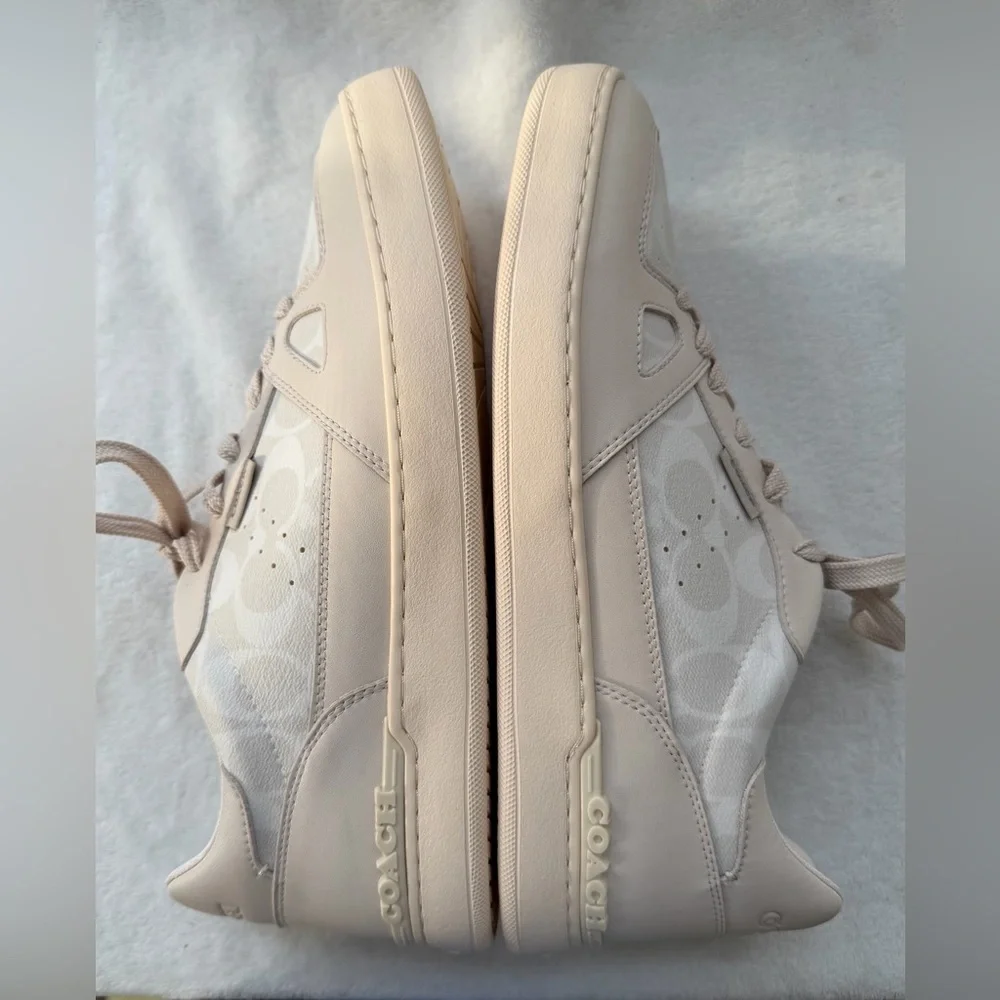 Coach Clip Court Sneaker Men's Size 12D Signature Chalk Casual C8965 EUC